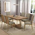 Conjunto Jantar Carraro 6 Cadeiras Roses Carvalho Dourado