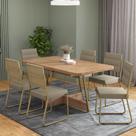 Conjunto Jantar Carraro Charlotte 6Cadeiras Carvalho Dourado