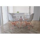 Conjunto Jantar Eames De Ferro Cobre Tampo Redondo 110cm Branco 4 Cadeiras Brancas