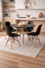 Conjunto Jantar Eames Eiffel: Mesa Redonda 90cm + 4 Cadeiras Pés Madeira Preta