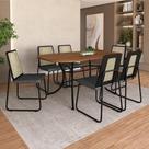 Conjunto Jantar Linea 6 Lugares MDP material sintético Preto 160CM Móveis Carraro