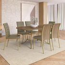Conjunto Jantar Salem 6 Lugares MDP material sintético Dourado 160CM Carraro