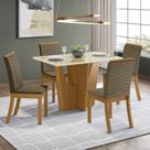 Conjunto Jantar Tampo Mdf Canto Reto Vidro 120 Cm 04 Cadeiras Valentina Henn Nature Off White Bege Conjunto Jantar Tampo Mdf Canto Reto Vidro 120 Cm 04 Cadeiras Valentina Henn Nature Off White Bege