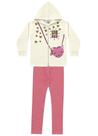 Conjunto Jaqueta com Capuz Bege e Legging Rosa UR GR8 - Fakini Conjunto Jaqueta com Capuz Bege e Legging Rosa UR GR8 - Fakini