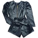 Conjunto Jaqueta Short Couro Menina Infantil Mini Diva Moda