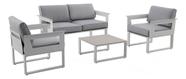 Conjunto Jardim Aluminio Branco 4 Pecas Sofa Poltrona Mesa