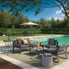 Conjunto Jardim Aluminio Cinza 4 Pecas Sofa Poltrona Mesa