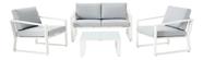 Conjunto Jardim Cinza Aluminio 4 Pecas Sofa Poltronas Mesa
