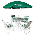 Conjunto Jardim Mesa Com 4 Cadeiras + Guarda Sol - Verona