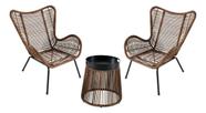 Conjunto Jardim Varanda 3 Pecas Marrom Rattan - Roques