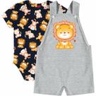 Conjunto Jardineira e Body Bebê Menino Leão Kyly Cor:MesclaTamanho:12-18 Conjunto Jardineira e Body Bebê Menino Leão Kyly Cor:MesclaTamanho:12-18