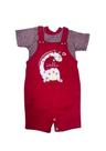 Conjunto Jardineira Estampado Girafinha Vermelho Petutinha