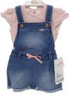 Conjunto Jardineira Jeans + Body Bebê Menina Paraiso 13910