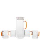 Conjunto Jarra 1,1 Litro Com 4 Copos 220Ml de Vidro Alça Colorida Mai Home Conjunto Jarra 1,1 Litro Com 4 Copos 220Ml de Vidro Alça Colorida Mai Home