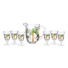 Conjunto Jarra 1,3 litros + 6 taças 240ml de cristal Hand Painting Palm Lyor - L7787 Conjunto Jarra 1,3 litros + 6 taças 240ml de cristal Hand Painting Palm Lyor - L7787