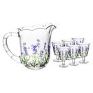 Conjunto Jarra 1,3L com 6 Taças 240ml de Cristal Lavanda Hard Painting Lyor