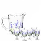 Conjunto Jarra 1,5L com 6 Taças 240ml Vidro Cristal Lavanda