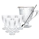 Conjunto Jarra 1L Fio Ouro + 6 Taças 330ml com Colher Bailarina 8 Peças.