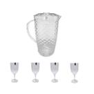 Conjunto Jarra 2,6L c/ Tampa e 4 Taças 450ML em Acrílico