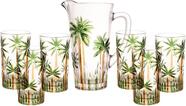 Conjunto Jarra com 6 Copos de Cristal Palm Tree Handpaint