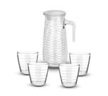 Conjunto Jarra de Vidro com tampa - 800ml com 4 Copos 200ml - Ideal para Água, Suco e Chá Gelado