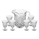 Conjunto Jarra e 6 Taças de Vidro Cristal Transparente Lile Jogo 7 peças Lyor