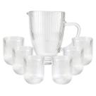 Conjunto Jarra E Copos Prisma Canelado Transparente Conjunto Jarra E Copos Prisma Canelado Transparente