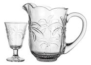Conjunto Jarra E Taças Coqueiro Palm Decoração Elegante Lar