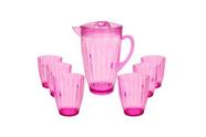 Conjunto Jarra Elegance 7 peças rosa