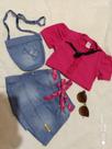Conjunto jeans com bolsinha