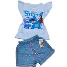 Conjunto jeans infantil stitch alegria