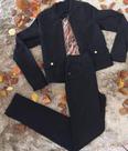 Conjunto jens calça flare e blusa na cor preta
