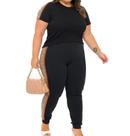 Conjunto jogger preto e onça plus size
