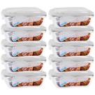 Conjunto Jogo 10 Potes Vidro Hermético Tampa 4 travas 370ml