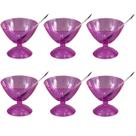 Conjunto Jogo 12 Peças Taças Colher Sobremesa Sorvete Creme Cozinha Roxo - AMZ
