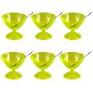 Conjunto Jogo 12 Peças Taças Colher Sobremesa Sorvete Creme Cozinha Verde - AMZ