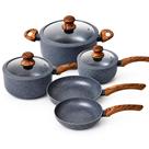 Conjunto Jogo 5 Panelas Cerâmica Granito Antiaderente Indução Tampa de Vidro Premium Soft Touch Conjunto Jogo 5 Panelas Cerâmica Granito Antiaderente Indução Tampa de Vidro Premium Soft Touch