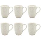 Conjunto Jogo 6 Canecas Xícaras Oxford Flat Chuvisco 350 ml Cerâmica