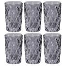Conjunto Jogo 6 Copos de Vidro Diamond Alto Grande 390ML Linha Cristal Luxo Elegante