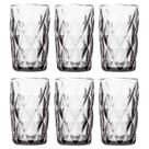 Conjunto Jogo 6 Copos de Vidro Diamond Alto Grande 390ML Linha Cristal Luxo Elegante