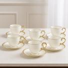 Conjunto Jogo 6 Xícaras de Café Com Pires Porcelana Branco Paddy 90ml