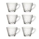 Conjunto Jogo 6 Xícaras de Vidro Martelados Clear 90ml Café Chá Cafeteria