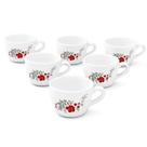Conjunto Jogo 6 Xícaras Vidro Opalino Branco Floral 130ml Scarlet Bliss Elegante Café Chá Cappuccino Conjunto Jogo 6 Xícaras Vidro Opalino Branco Floral 130ml Scarlet Bliss Elegante Café Chá Cappuccino