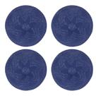 Conjunto Jogo Americano Sousplat Croche Flor Azul 4 Unidades