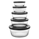 Conjunto Jogo Com 5 Potes Resistente Para Cozinha Designer Moderno Multiuso Empilhável