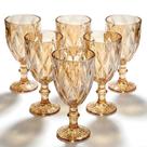 Conjunto Jogo de 6 Taças de Vidro Cristal Diamond Casa Cristalina 340ml Cor:Âmbar