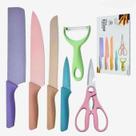 Conjunto Jogo De Facas Inox Profissional Colorido 6 Pçs Chef