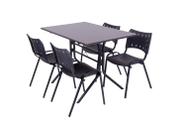 Conjunto Jogo De Mesa 70x120 Refeitórios Lanchonetes Sorveterias Com 4 Cadeiras Iso Preta