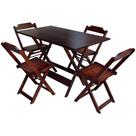 Conjunto Jogo de Mesa com 4 Cadeiras de Madeira Dobravel 120x70 Imbuia Conjunto Jogo de Mesa com 4 Cadeiras de Madeira Dobravel 120x70 Imbuia
