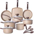 Conjunto Jogo de Panelas 11 Peças Grill Antiaderente Tampa Vidro Completa Cozinha